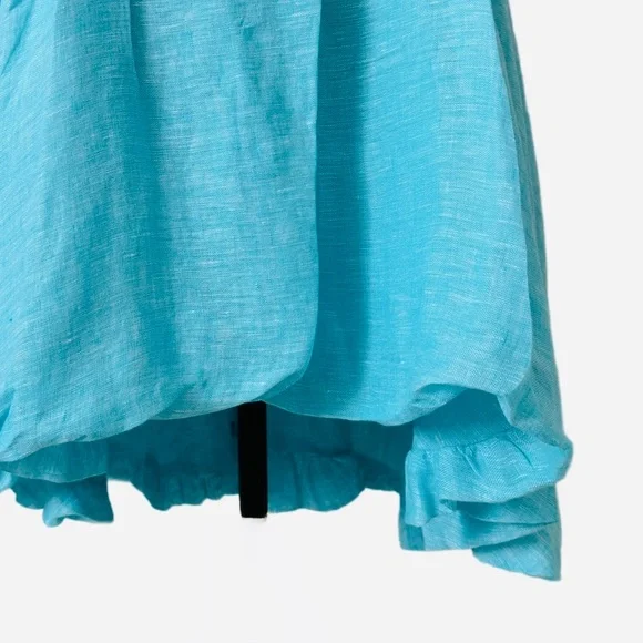 SARTORIA SARACENA ~ Chic Turquoise Wrap Around Sleeveless High Low Linen Dress - Picture 4 of 11